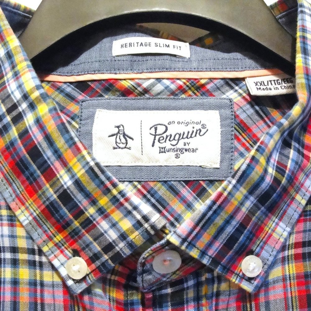 Original Penguin Multicolor Plaid Button-Down Shirt with Blue, Red, Yellow
